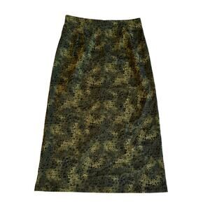 VTG BRIGGS Green Animal Print Midi Skirt Size 14 Retro Indie Hipster Whimsygoth